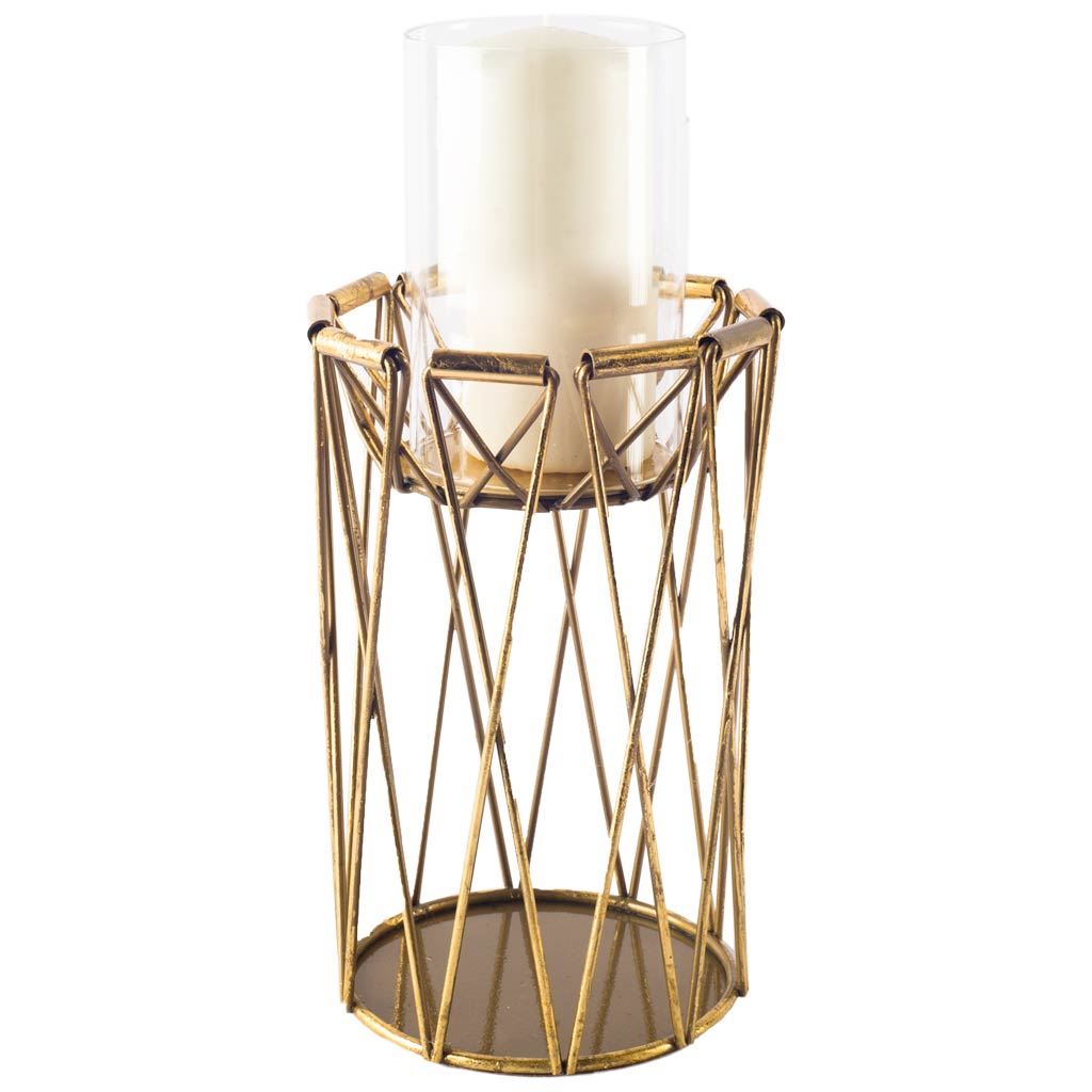 Othello I Tall Antiqued Brass Metal Table Candle Holder large image 