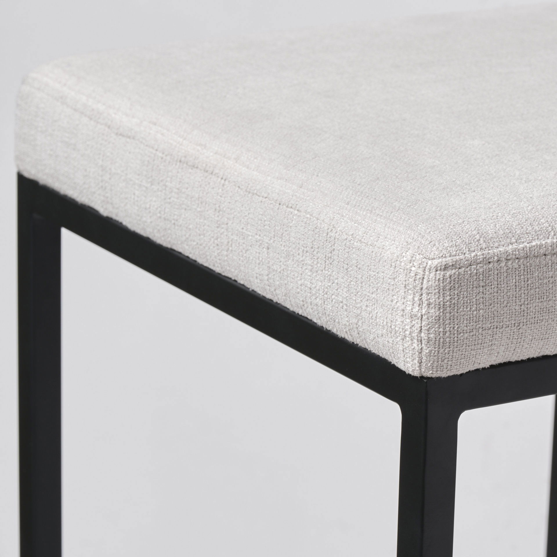Frodo 26' Seat Height White Fabric Seat Black Metal Base Stool large image 