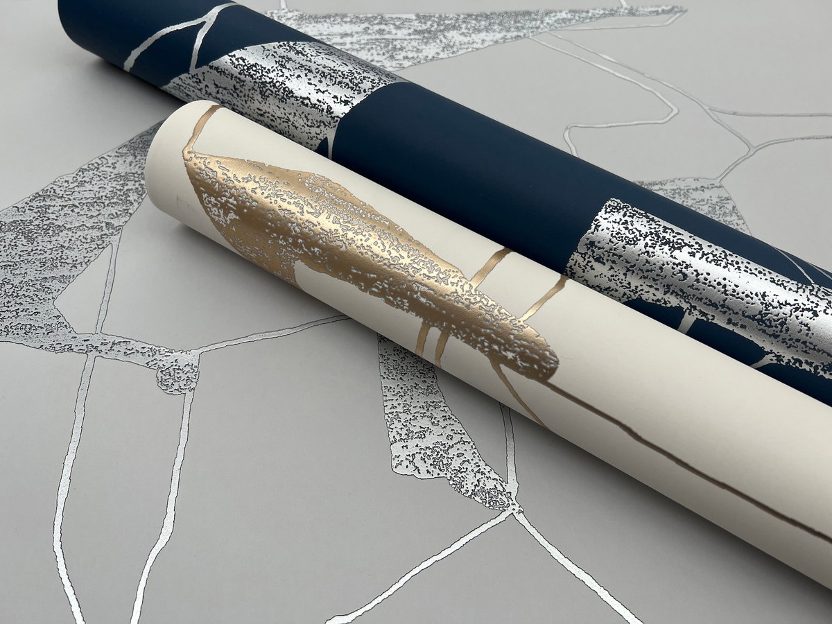 Abstract Geo Fog & Silver Wallpaper, by York Wall, 26'10.8" length x 2'3" width x 0.02" depth View 5