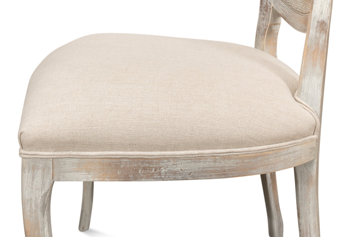 Oval Cane Back S/Chair  Grey Oak  Flax, by Sarreid, 2' length x 1'9" width x 3'5" height View 6