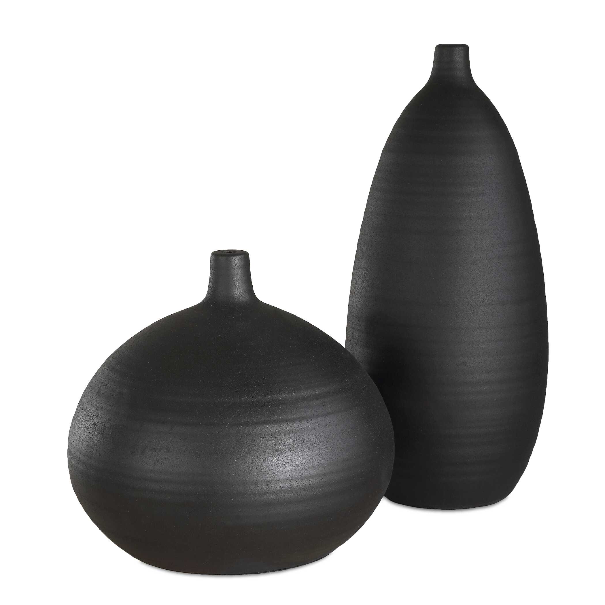 Bower Black Vases Set/2, Decorative by Uttermost, 8" width x 18.5" height x 8" depth View 1