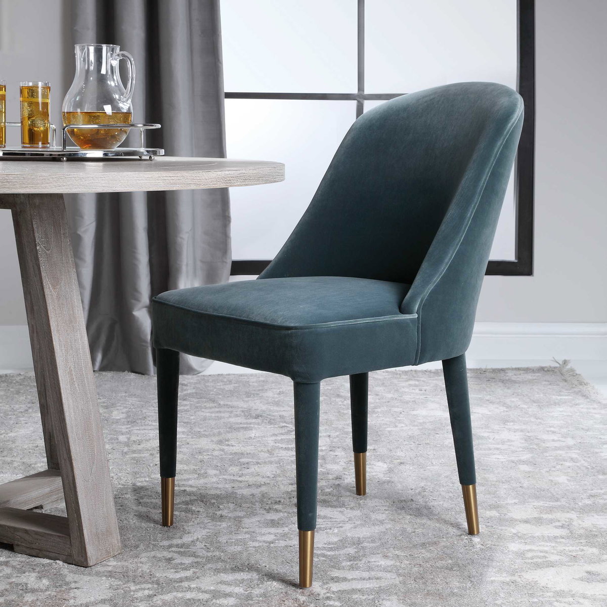 Brie Armless Chair Blue Set Of 2, Accent Chair by Uttermost, 21" width x 36.5" height x 27" depth View 2