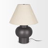 Salaah Black Brushed Metal with Beige Shade Table Lamp, by Mercana, 19.5" length x 19.5" width x 26" height thumbnail 3