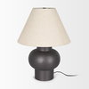 Salaah Black Brushed Metal with Beige Shade Table Lamp, by Mercana, 19.5" length x 19.5" width x 26" height thumbnail 5