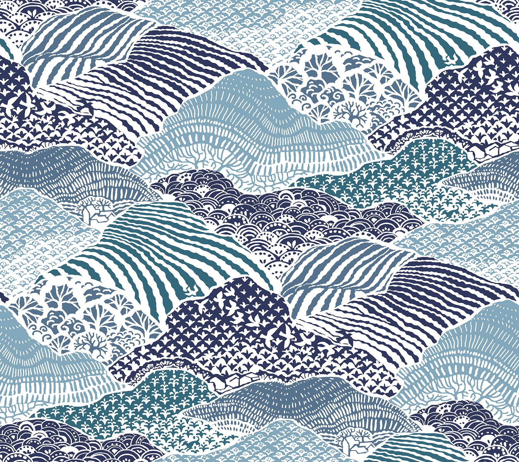 Shangri-La Navy Blue Peel & Stick Wallpaper large image 