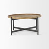 Marquisa 34.25' Round Small Brown Wood with Black Metal Coffee Table, by Mercana, 34.25" length x 34.25" width x 16.5" height thumbnail 3