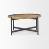 Marquisa 34.25' Round Small Brown Wood with Black Metal Coffee Table, by Mercana, 34.25" length x 34.25" width x 16.5" height thumbnail 5