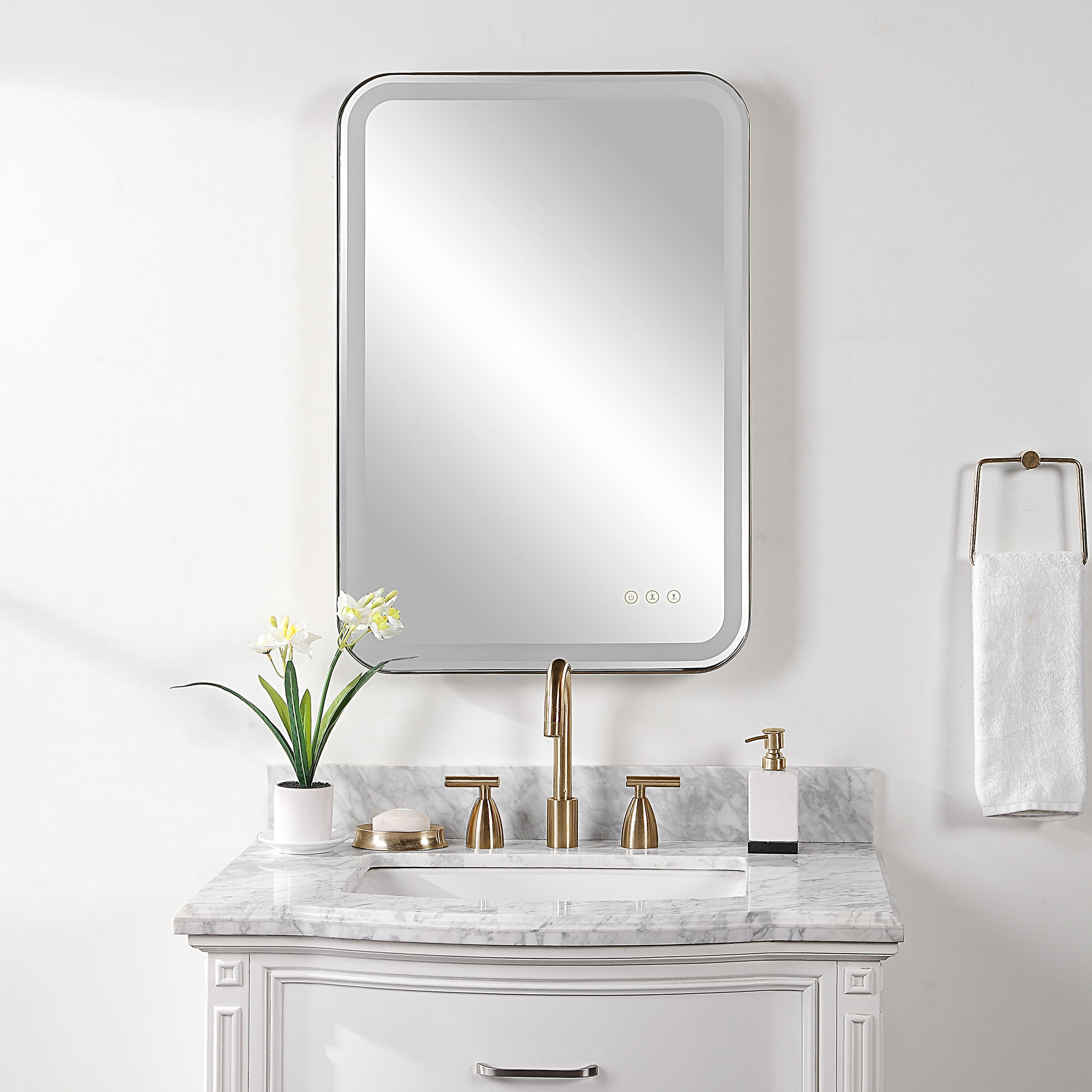Crofton Lighted Black Vanity Mirror large image 