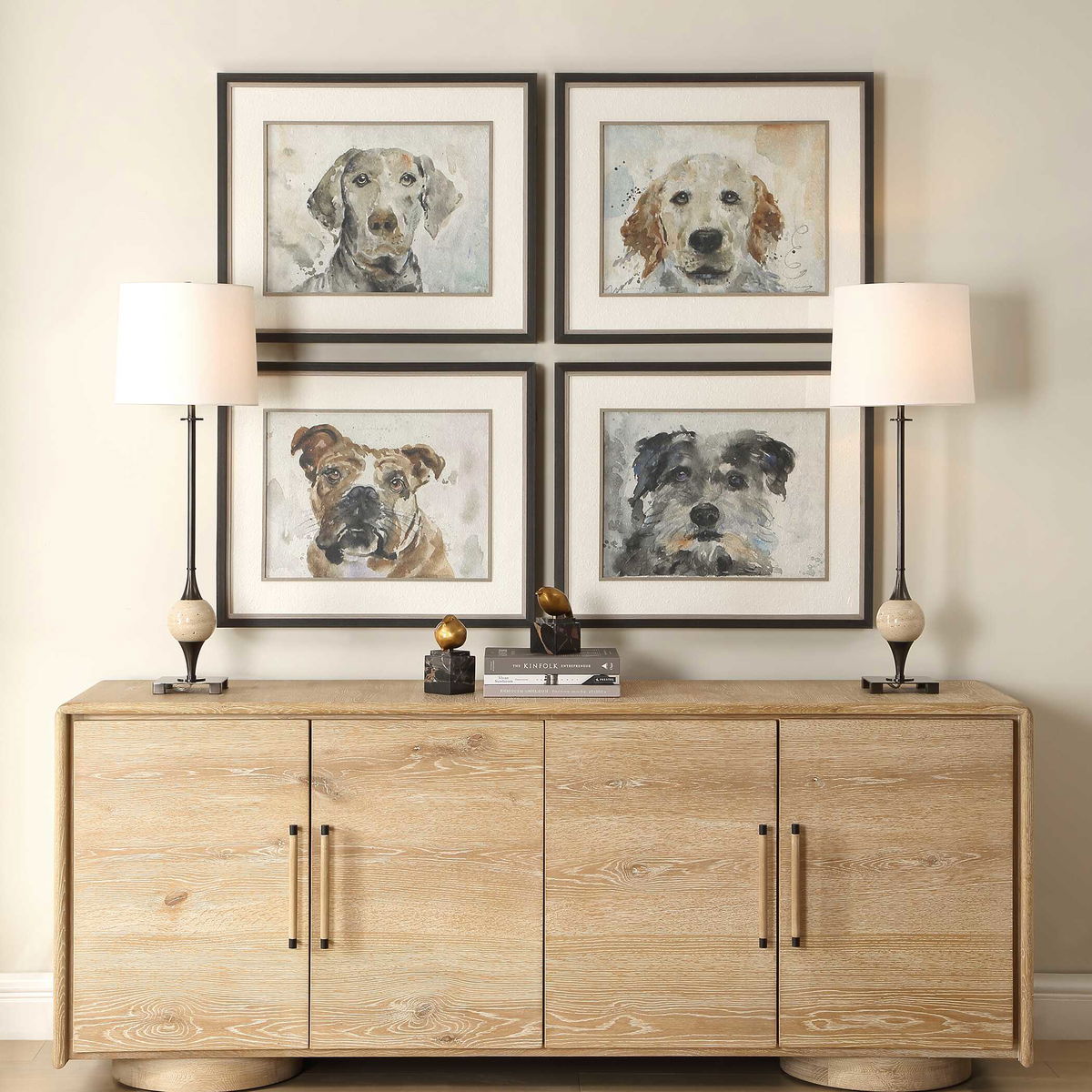 Dog Days Framed Prints Set/4, Art by Uttermost, 28" width x 23.37" height x 1.75" depth View 2