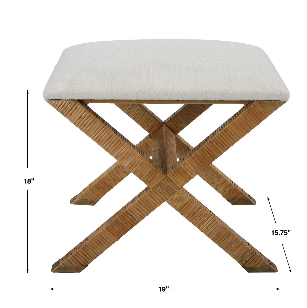 St. Tropez Rattan Small Bench, Furniture by Uttermost, 19.5" width x 18.75" height x 15.75" depth View 3