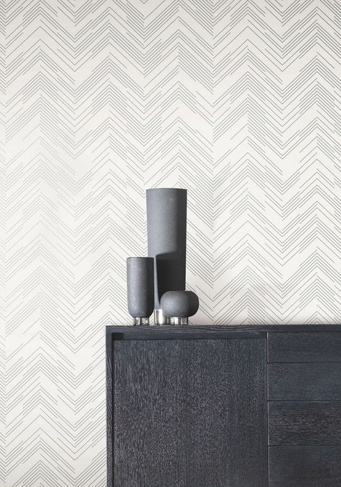 Polished Chevron White & Silver Wallpaper
