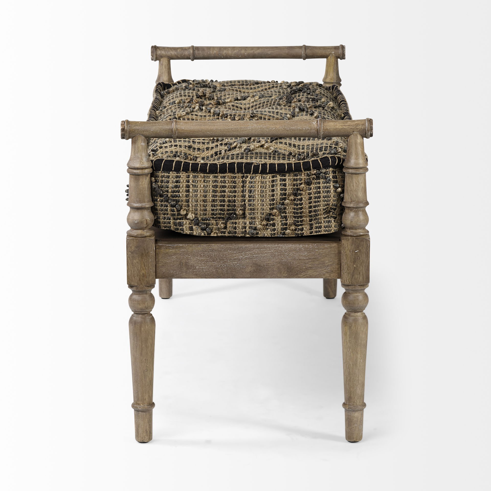 Fullerton II 57L x 21W Jute Patterned Top with Brown Wood Base Accent Bench large image 
