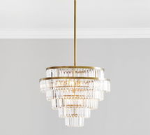 Online Designer Home/Small Office Gemma Crystal Round 26" Chandelier, Vintage Brass, Large