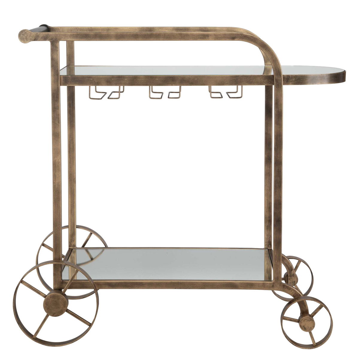 Carrinho Antique Brass Bar Cart, Bar Carts & Cabinet by Uttermost, 38.25" width x 36.25" height x 16.25" depth View 5