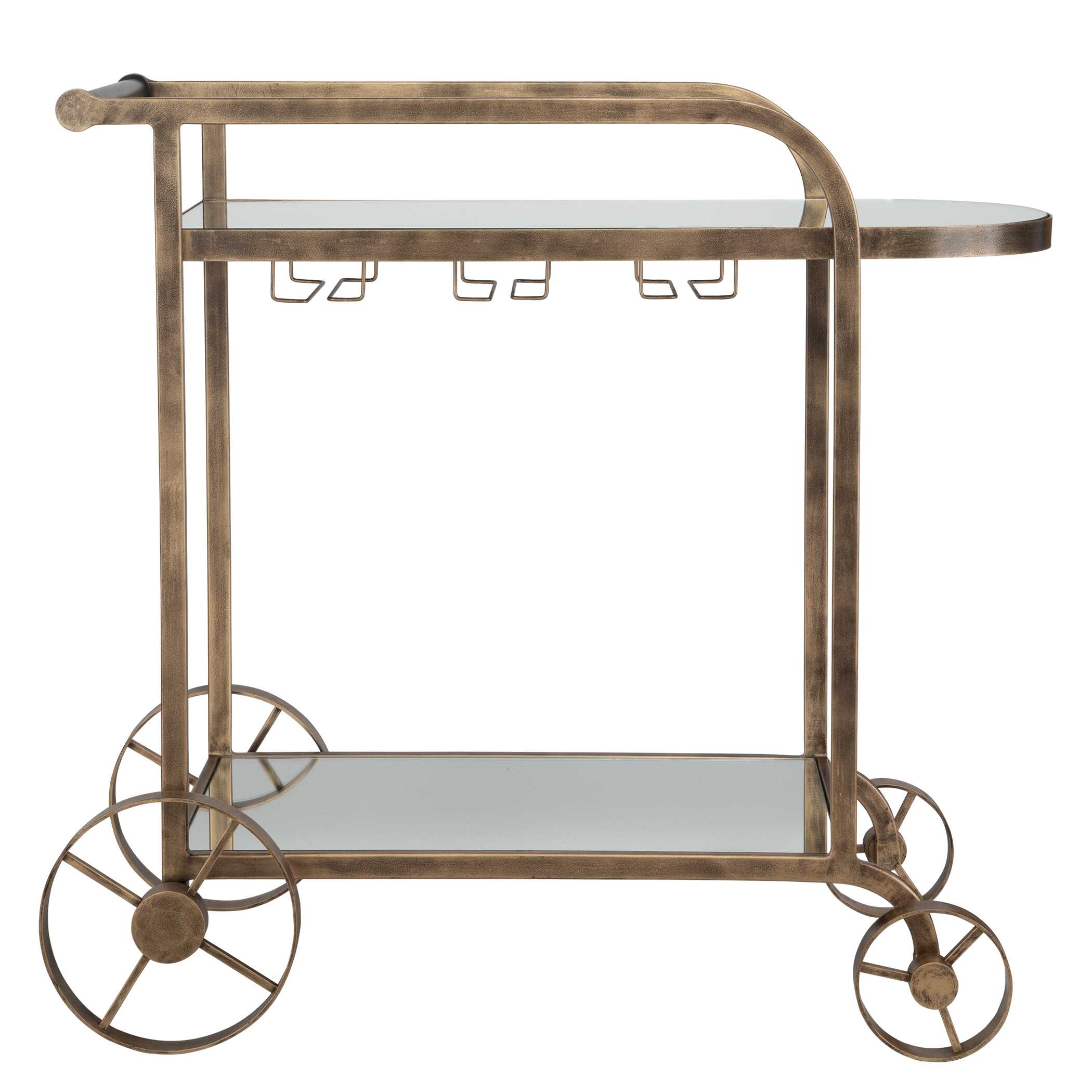 Carrinho Antique Brass Bar Cart, Furniture by Uttermost, 38.25" width x 36.25" height x 16.25" depth View 5
