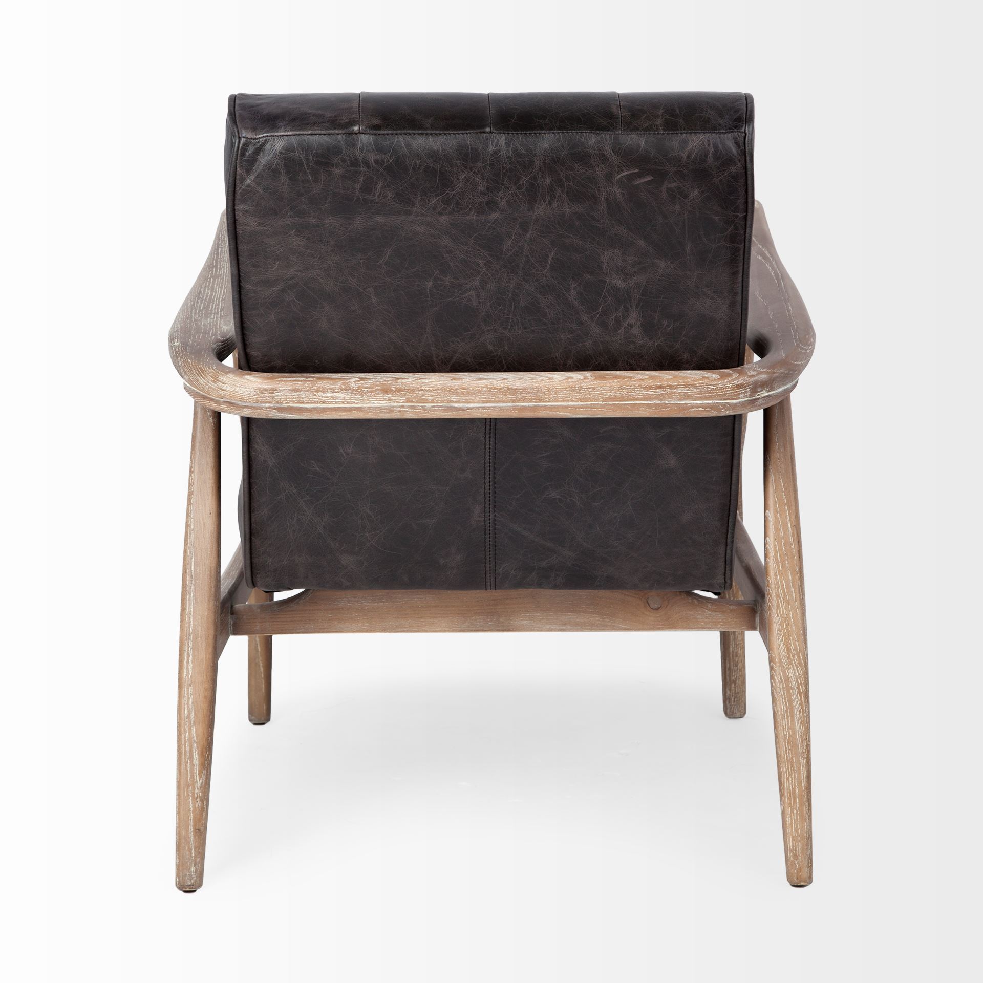 Phineas Black Leather with Brown Wooden Frame Accent Chair large image 