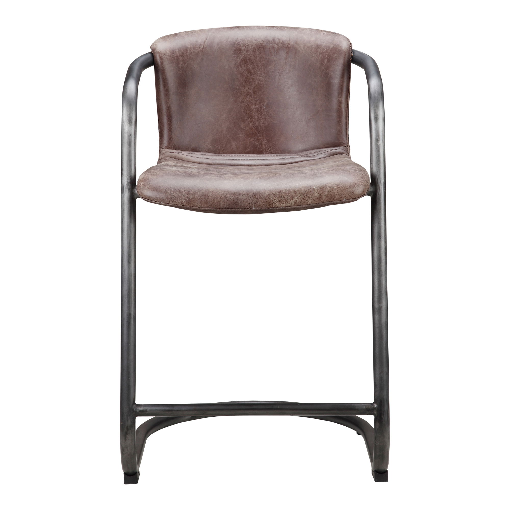 Freeman Counter Stool Grazed Brown Leather - Set Of Two large image 