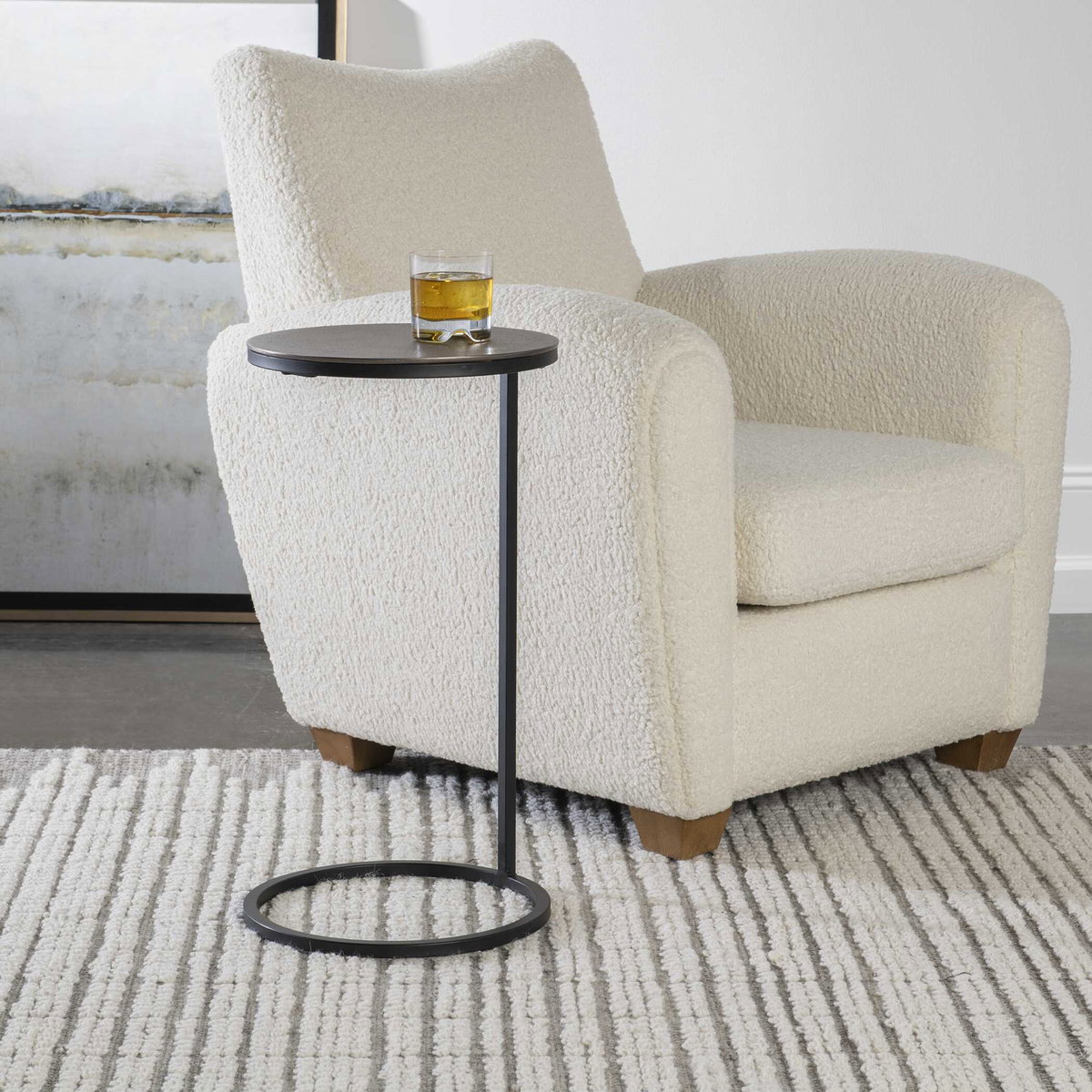 Brunei Nickel Accent/Drink Table, Furniture by Uttermost, 12.5" width x 24" height x 12.5" depth View 4