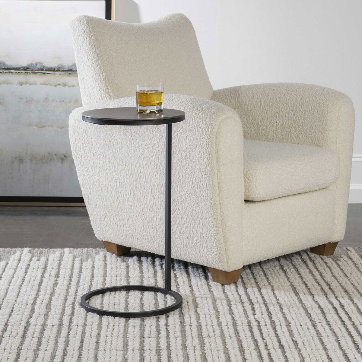 Brunei Nickel Accent/Drink Table, Side & End Table by Uttermost, 12.5" width x 24" height x 12.5" depth View 4