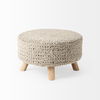 Bina   Light Gray 4 Legged Wool Stool, Ottoman by Mercana, 24" length x 24" width x 14" height thumbnail 4