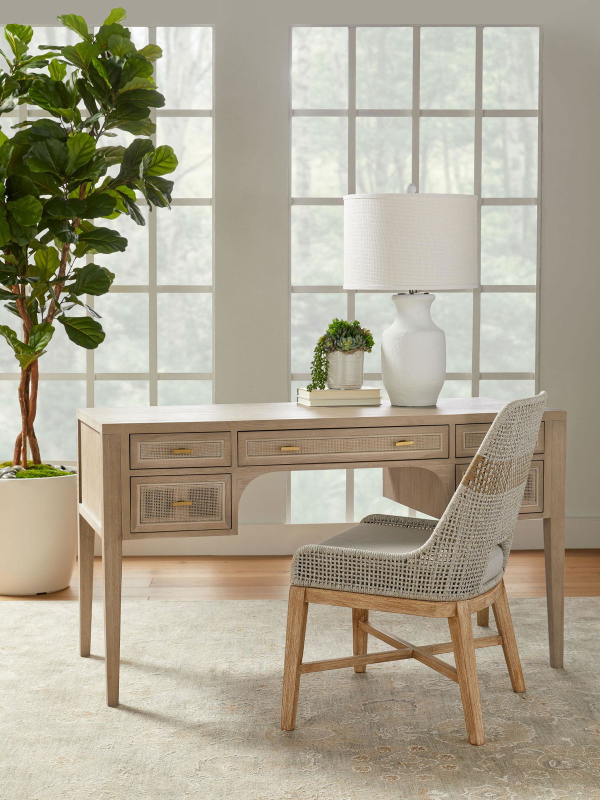 Cane Desk, by Essentials for Living, 55" width x 31.25" height x 24" depth View 15