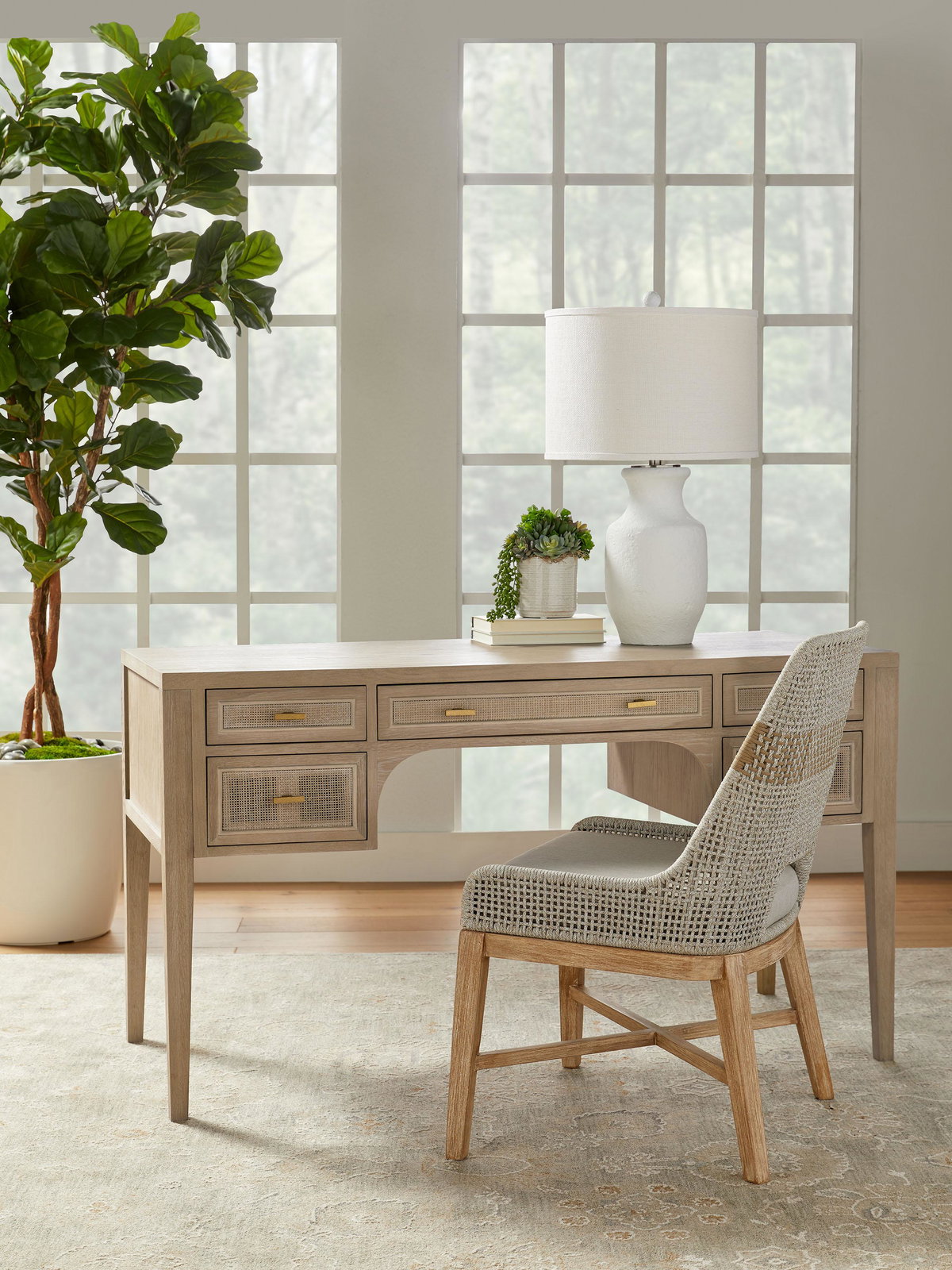Cane Desk, by Essentials for Living, 55" width x 31.25" height x 24" depth View 15