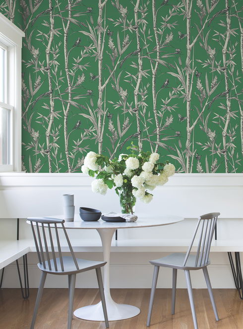 Bambou Toile Green Wallpaper