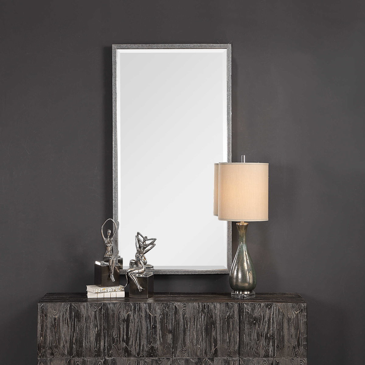 Gabelle Metallic Silver Mirror, by Uttermost, 32" width x 62" height x 2.75" depth View 2
