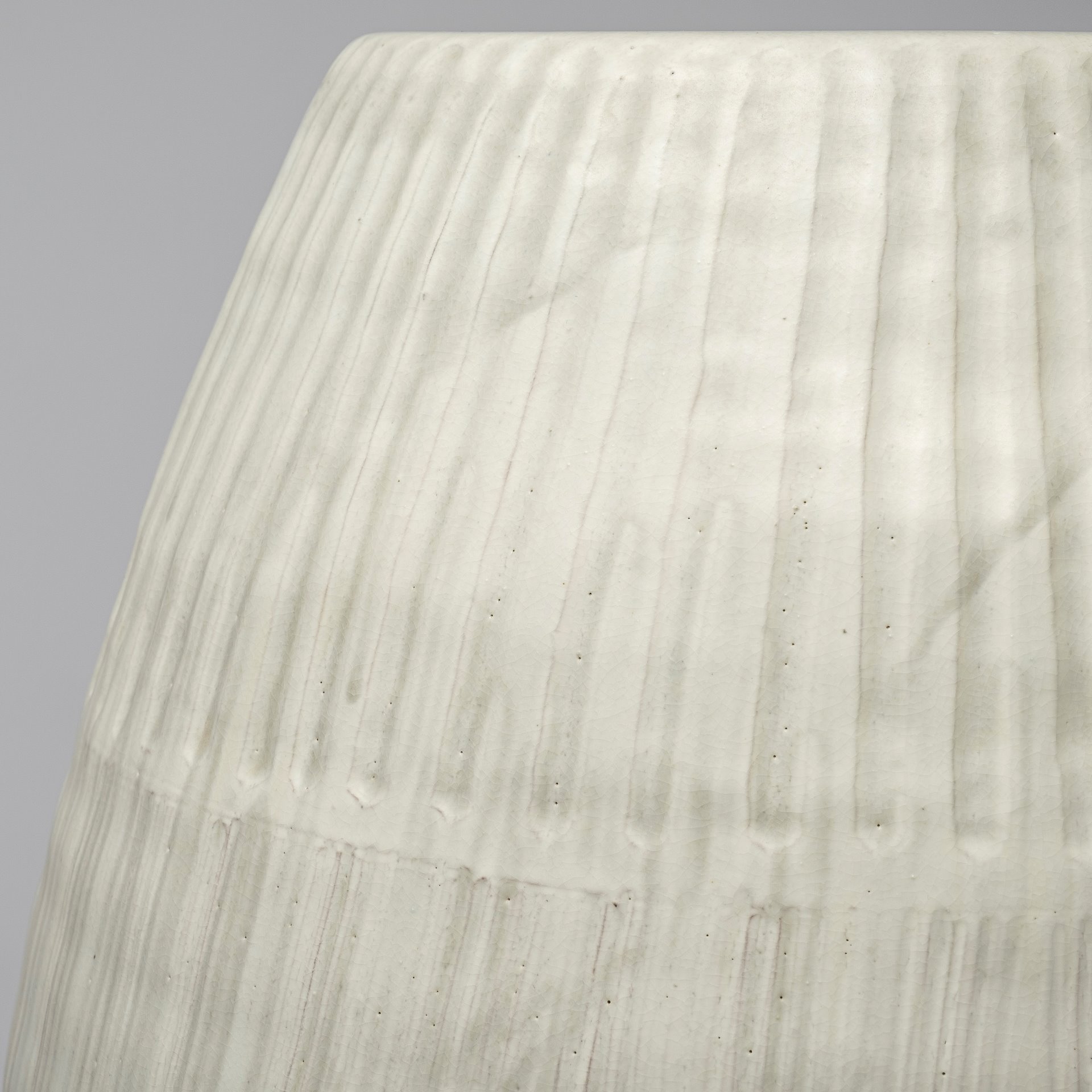 Reyan Small Pearl White Ceramic Striped Vase, by Mercana, 15.75" length x 15.75" width x 21.26" height View 10