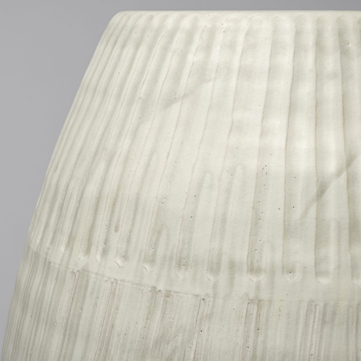 Reyan Small Pearl White Ceramic Striped Vase, by Mercana, 15.75" length x 15.75" width x 21.26" height View 10
