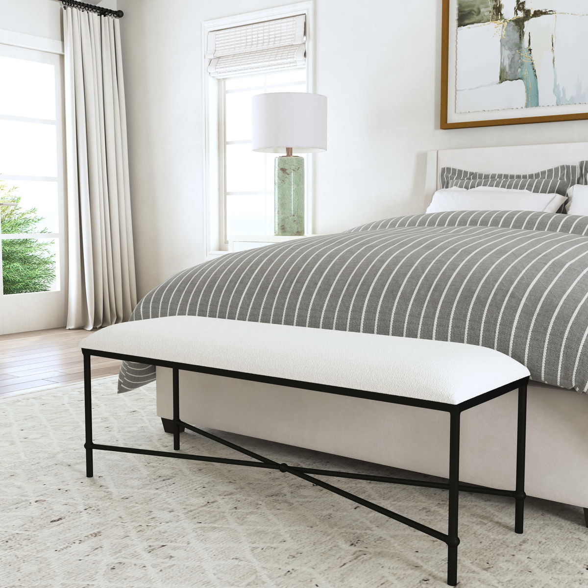 Avenham Black Framed Bench, Benche by Uttermost, 50.5" width x 20.25" height x 16.25" depth View 4