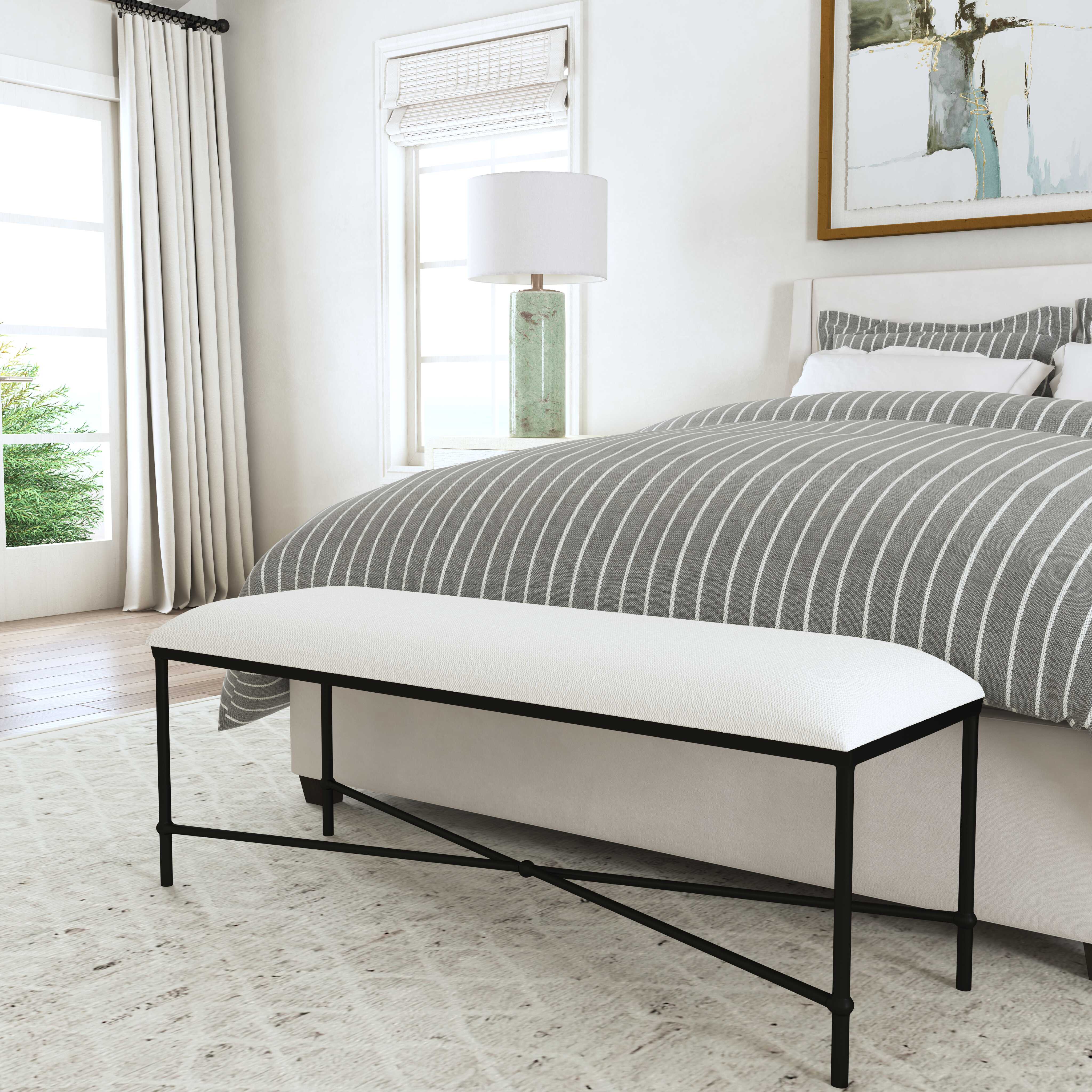 Avenham Black Framed Bench, Furniture by Uttermost, 50.5" width x 20.25" height x 16.25" depth View 4