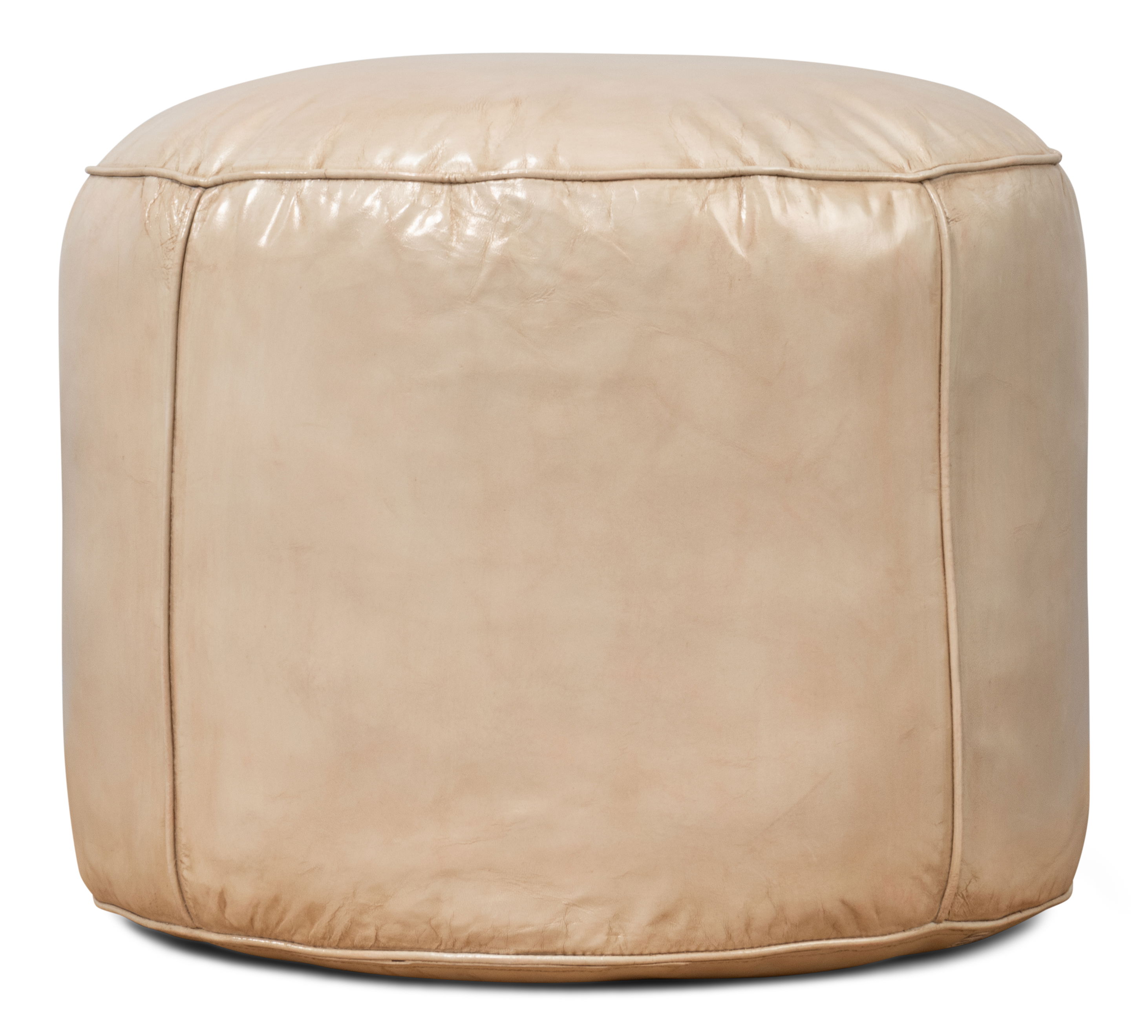 Soccerball Stool, Taupe Leather, Seating by Sarreid, 22" length x 22" width x 18" height View 3
