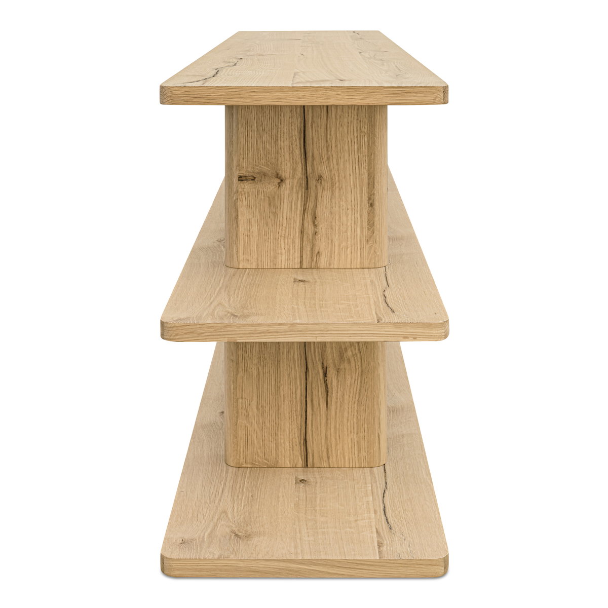 Casey Small Bookcase Rustic Oak, Shelving & Bookcase by Moe's Home, 70" width x 30" height x 15" depth View 3