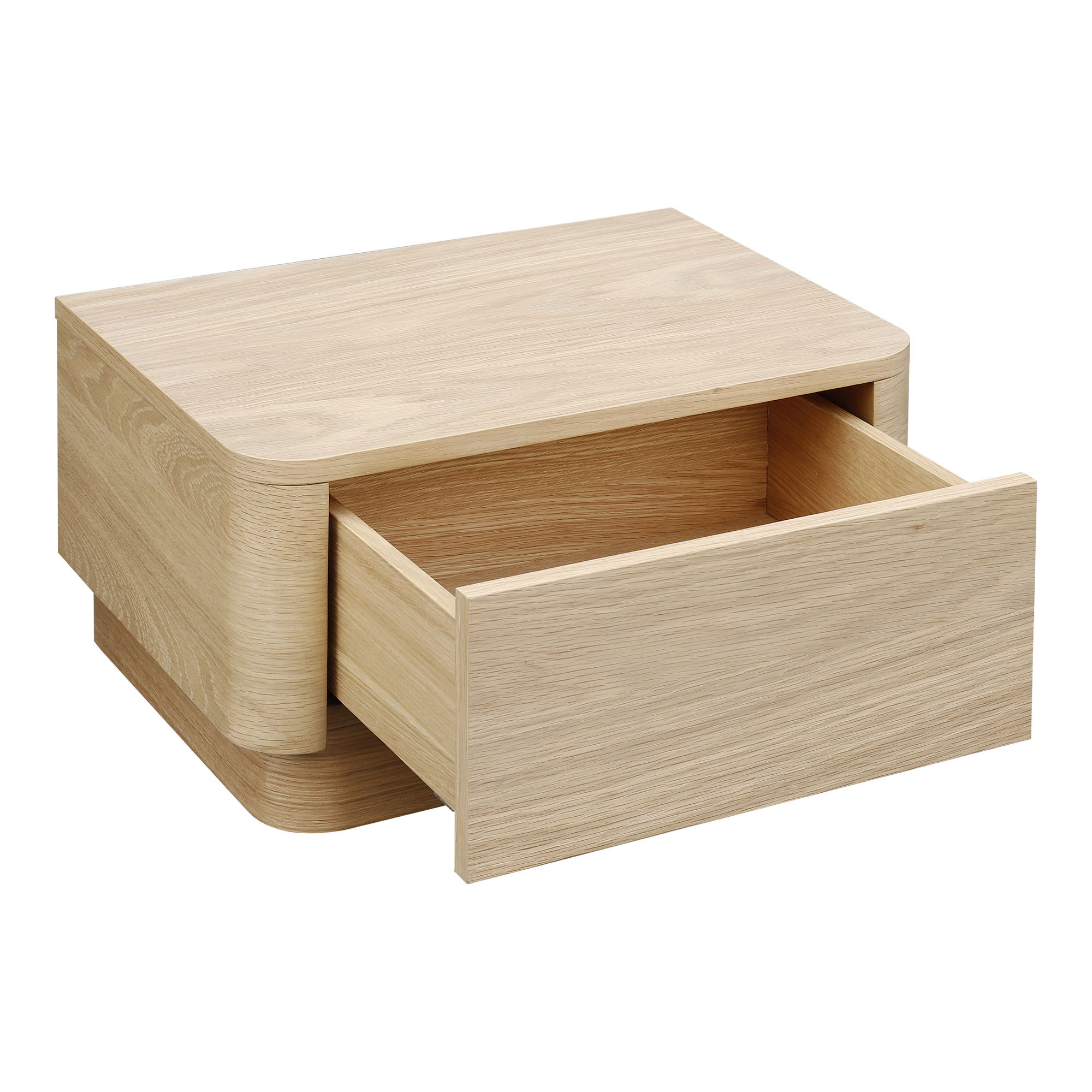 Round Off Small Nightstand Light Oak Brown, by Moe's Home, 20" width x 11" height x 15" depth View 3