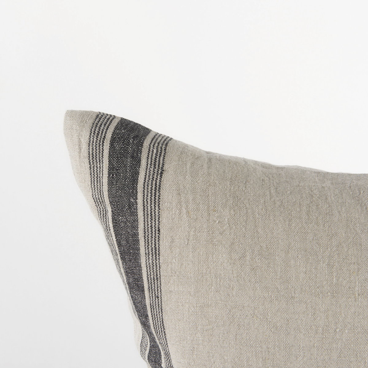 Hattie 20L x 20W Beige and Black Fabric Striped Decorative Pillow Cover, by Mercana, 20" length x 20" width x 0.2" height View 10