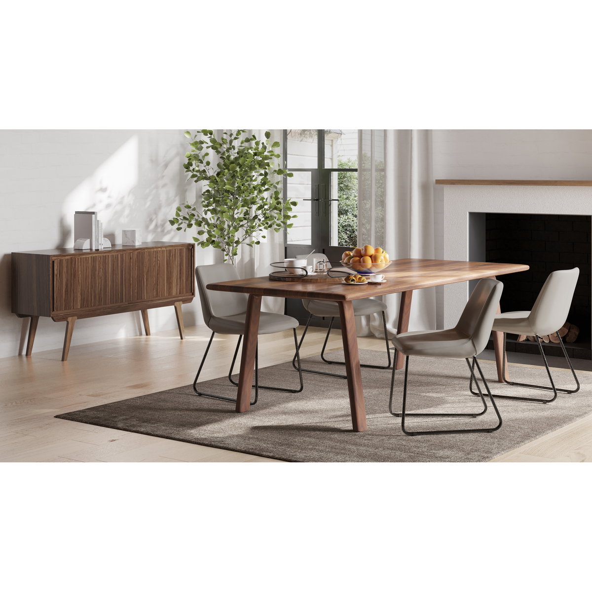 Malibu Dining Table Walnut, by Moe's Home, 88" width x 30" height x 38" depth View 14