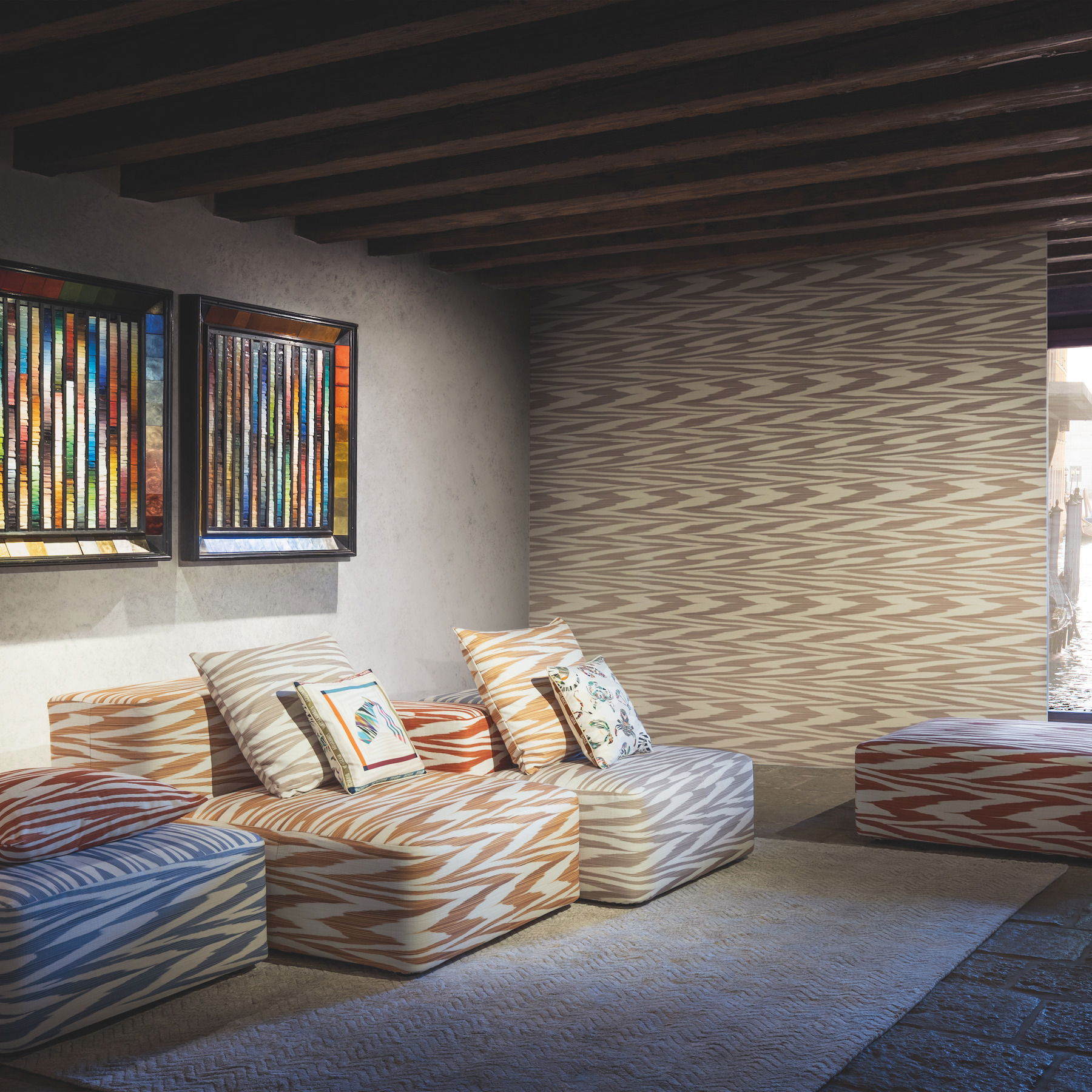Flamed Zigzag Brown & Cream Wallpaper large image 
