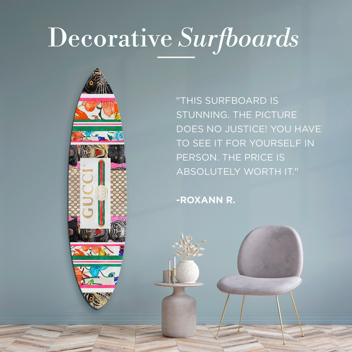 Royal Shopping in Italy - Decorative Acrylic Surfboard (No Embellishment), Art by Oliver Gal,  76x18 View 4