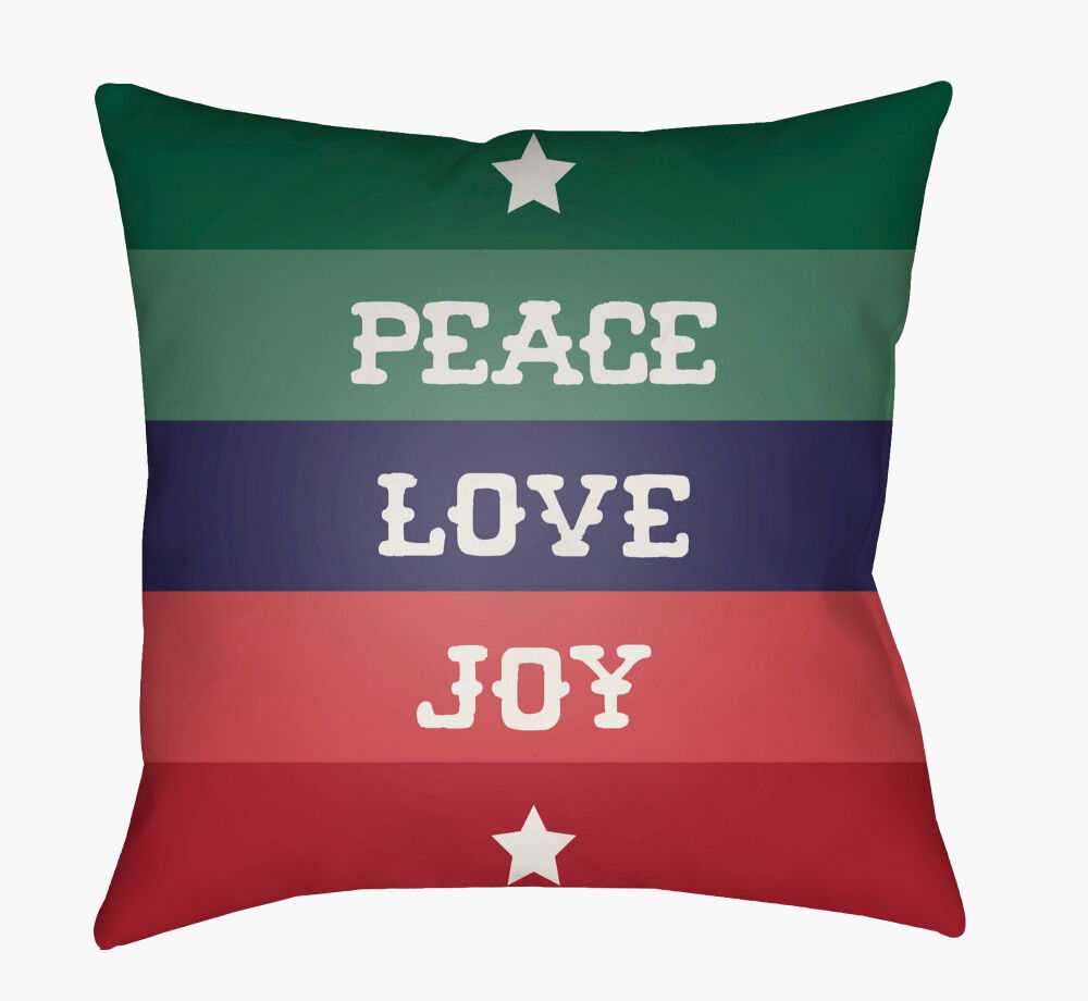 Peace Love Joy Accent Pillow, Decorative Pillow by Surya, 18" length x 18" width