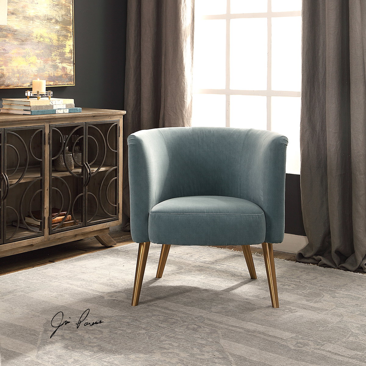 Haider Gray Accent Chair, Furniture by Uttermost, 28.5" width x 31" height x 28.25" depth View 10