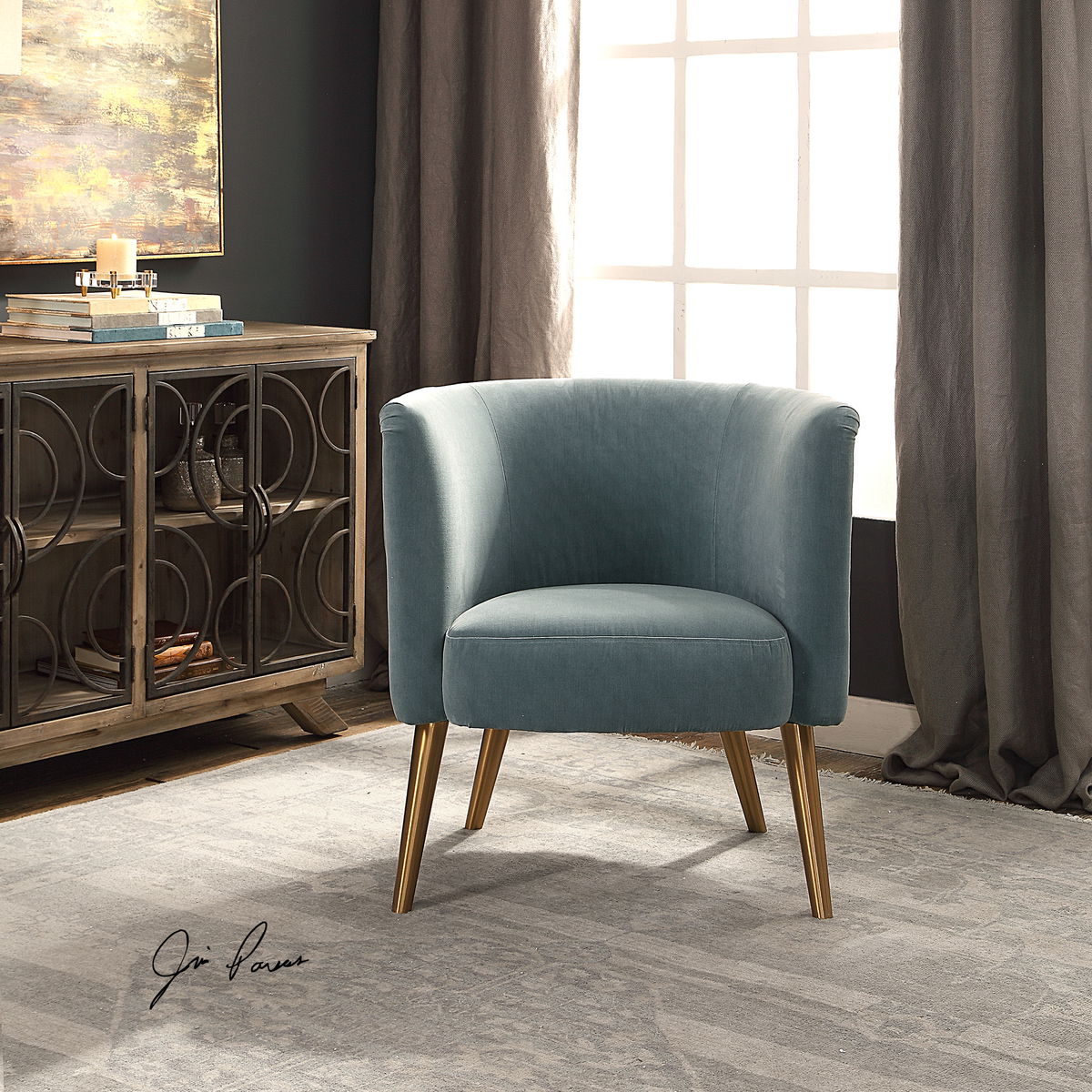 Haider Gray Accent Chair, by Uttermost, 28.5" width x 31" height x 28.25" depth View 10