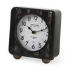 Karl  Rustic Black Iron Rounded Square Table Clock, by Mercana, 6" length x 3" width x 6.75" height thumbnail 1