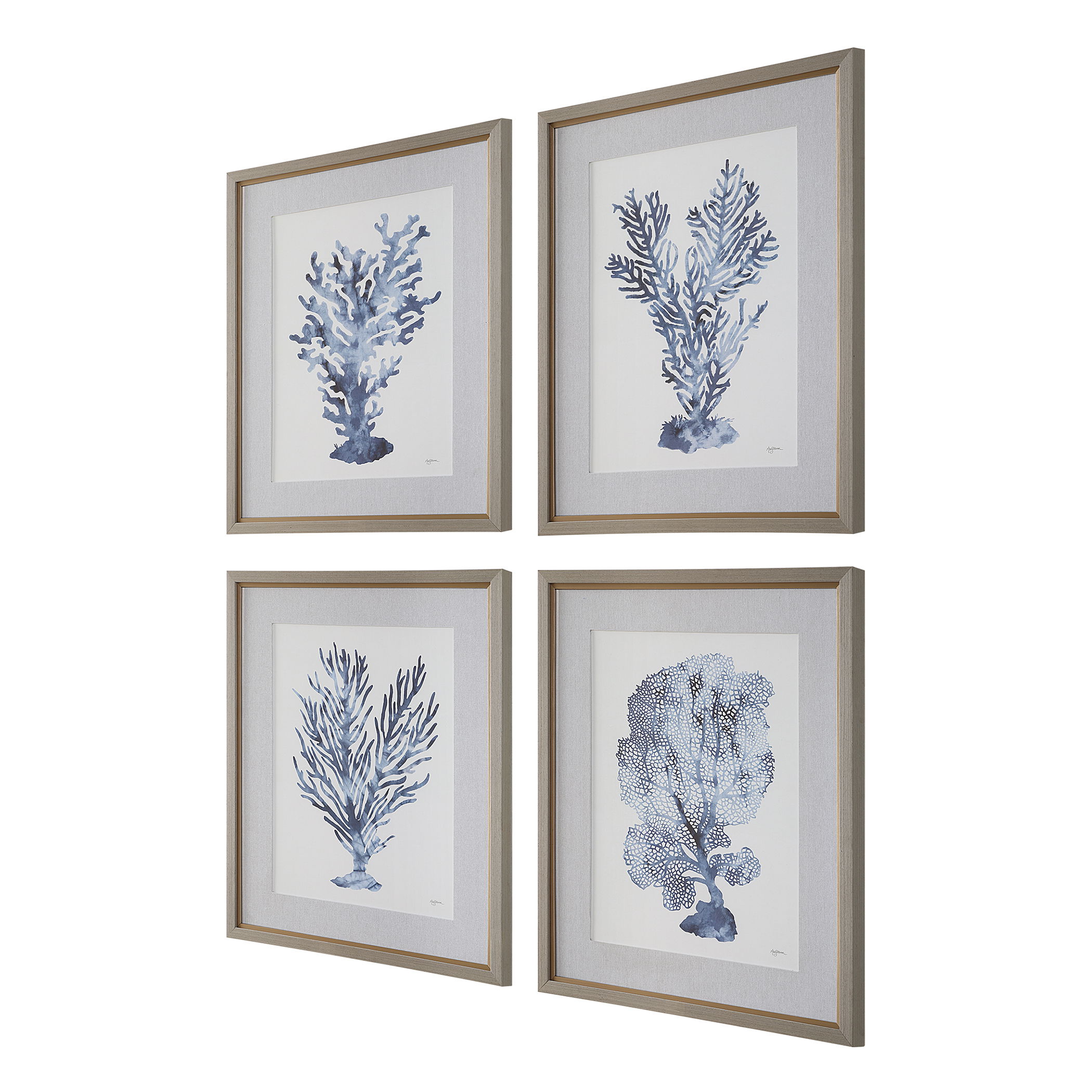 Shibori Coral Framed Prints, Set/4 large image 