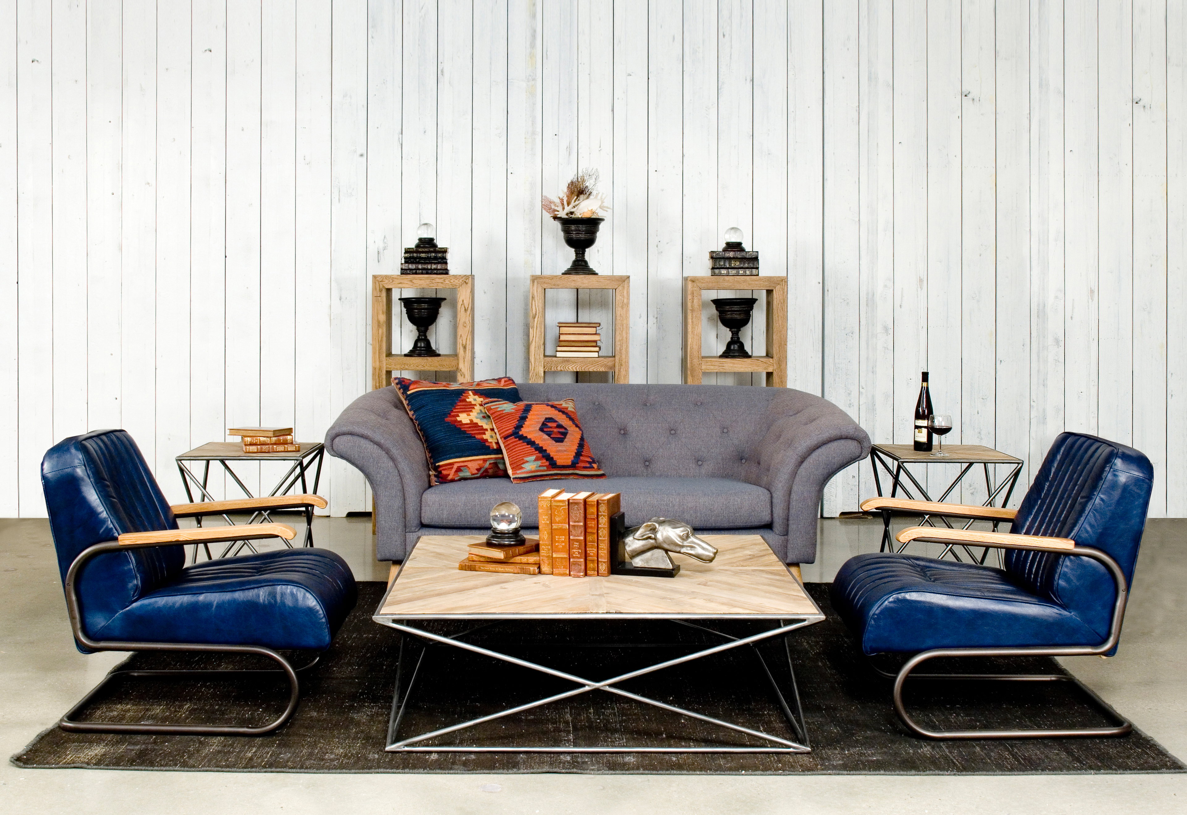 Bel-Air Arm Chair, Blue, Seating by Sarreid, 24" length x 33" width x 33" height View 8