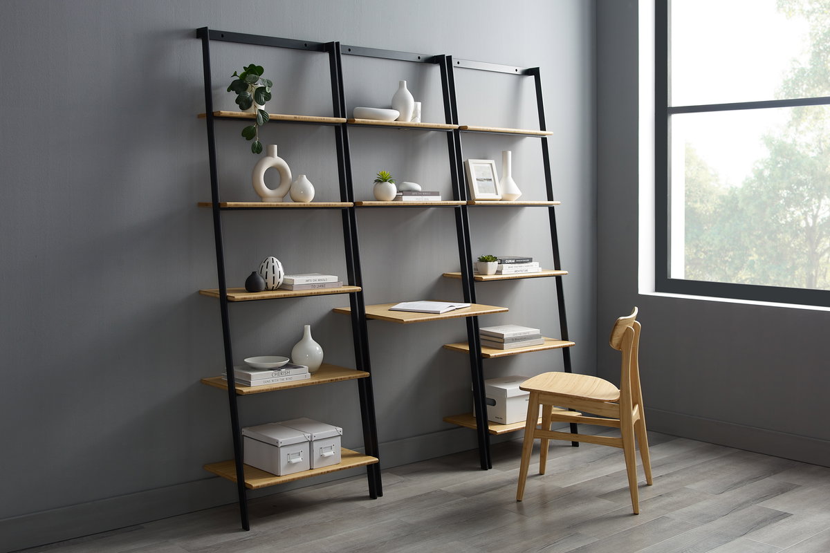 Santa Cruz Leaning Shelf, Wheat, File Storage by Greenington, 25.2" length x 19" width x 76" height View 4