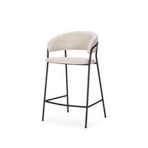 Online Designer Bedroom Carolyn Counter Stool with Oatmeal Fabric & Matte Black Metal