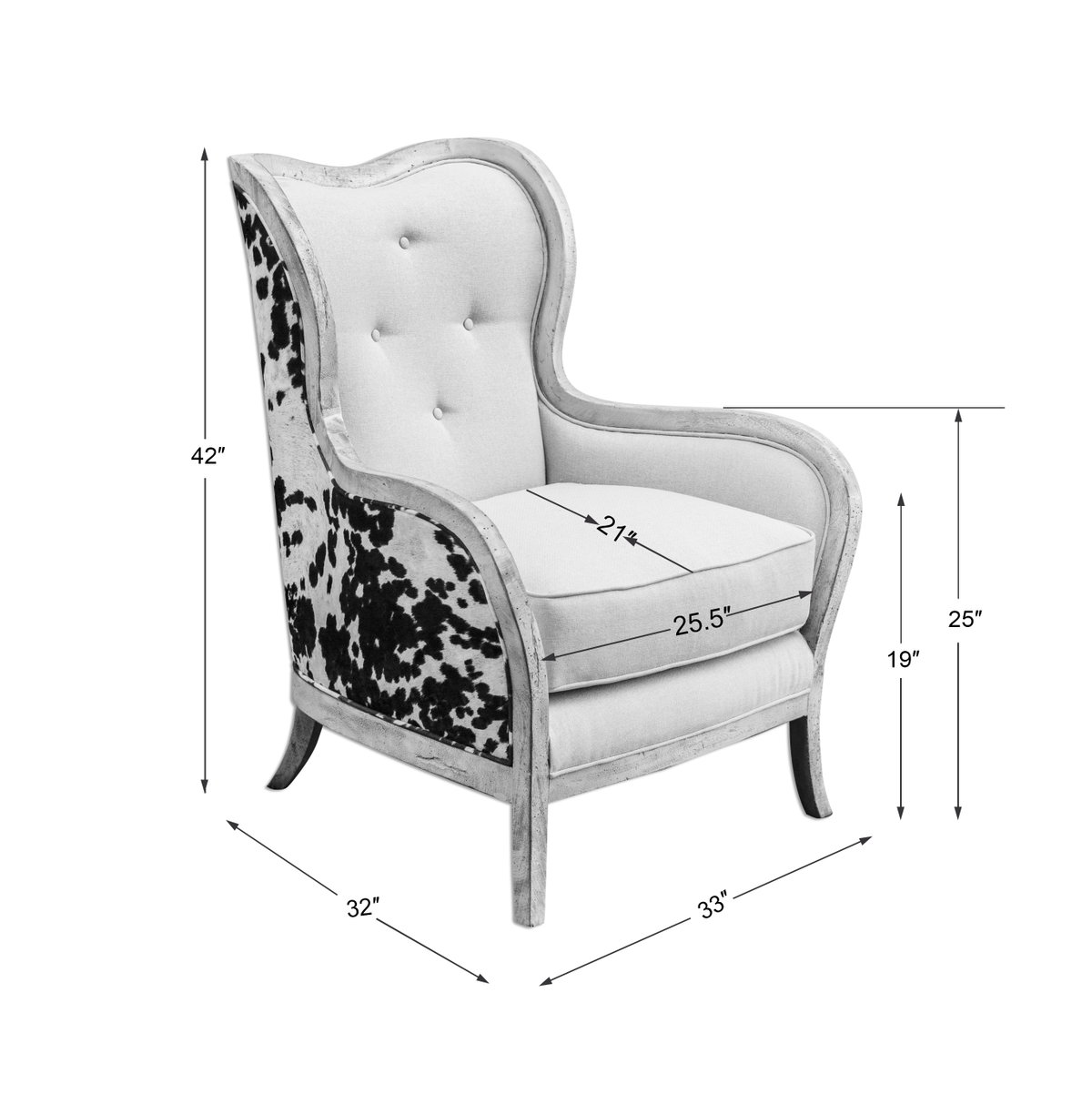 Chalina High Back Armchair, Accent Chair by Uttermost, 33" width x 42" height x 32" depth View 3