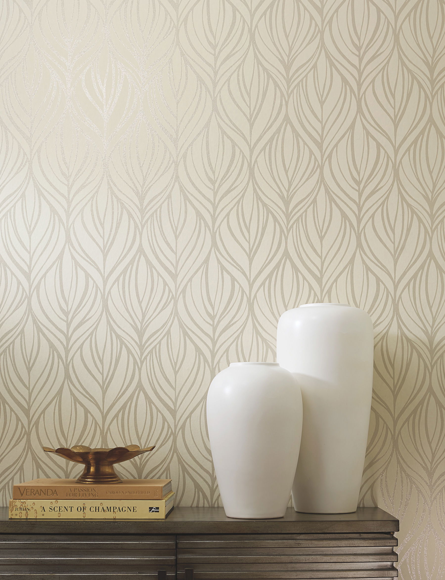 Palma Taupe & Silver Wallpaper large image 
