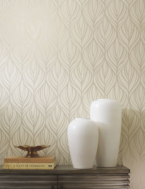 Palma Taupe & Silver Wallpaper